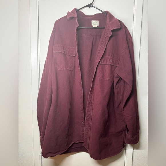 L.L. Bean Maroon 100% Cotton Traditional Fit Button Front Flannel Size XXL-Tall - Picture 8 of 15